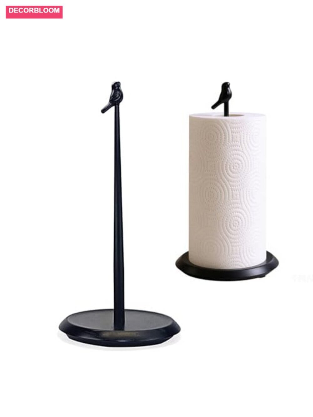 Paper Towel Holder Countertop Acacia Wood Wrought Iron Bird Farmhouse